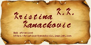 Kristina Kanačković vizit kartica